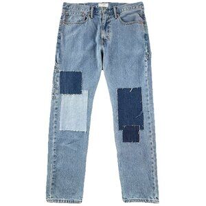 Levi’s Altered 502 Denim Jeans Men’s 34x32 Light Indigo Patched Carpenter Style